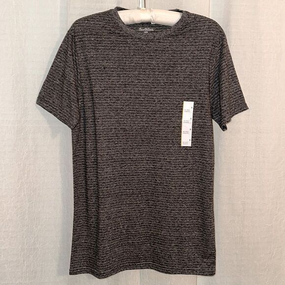 Goodfellow S Gray Heathered Striped Crewneck Standard Fit Short Sleeve Tee - Picture 1 of 9